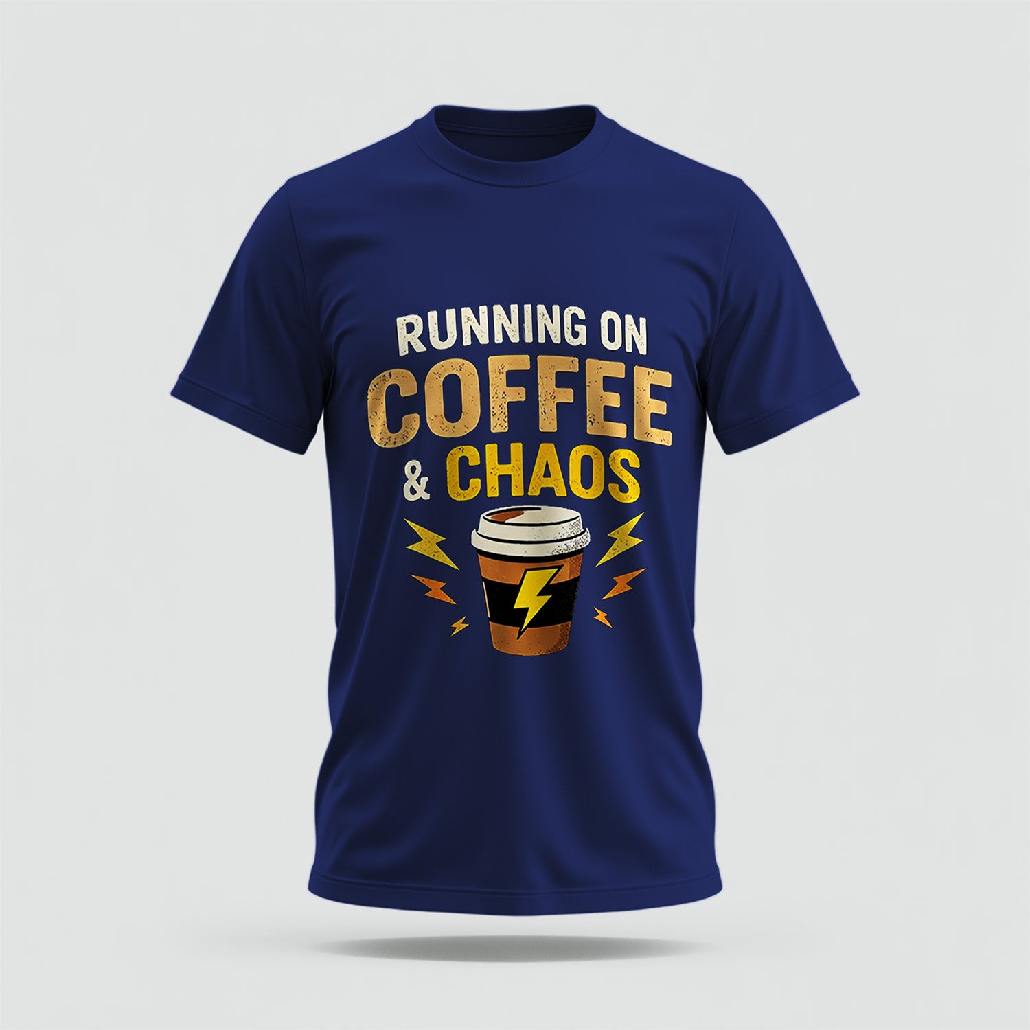 Coffee & Chaos Crew Collar Tshirt – High Quality 100% Cotton Unisex Plain Blank Everyday Wear Tshirt