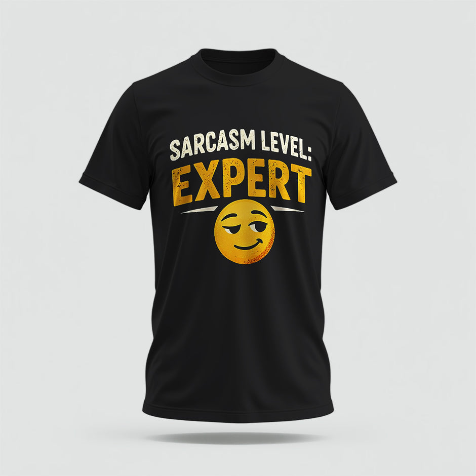 Sarcasm Level Expert Crew Collar Tshirt – High Quality 100% Cotton Unisex Plain Blank Everyday Wear Tshirt