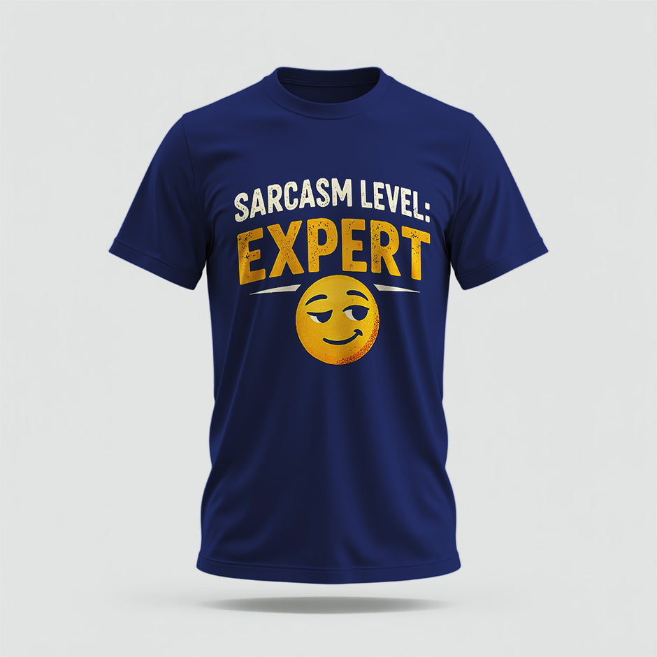 Sarcasm Level Expert Crew Collar Tshirt – High Quality 100% Cotton Unisex Plain Blank Everyday Wear Tshirt