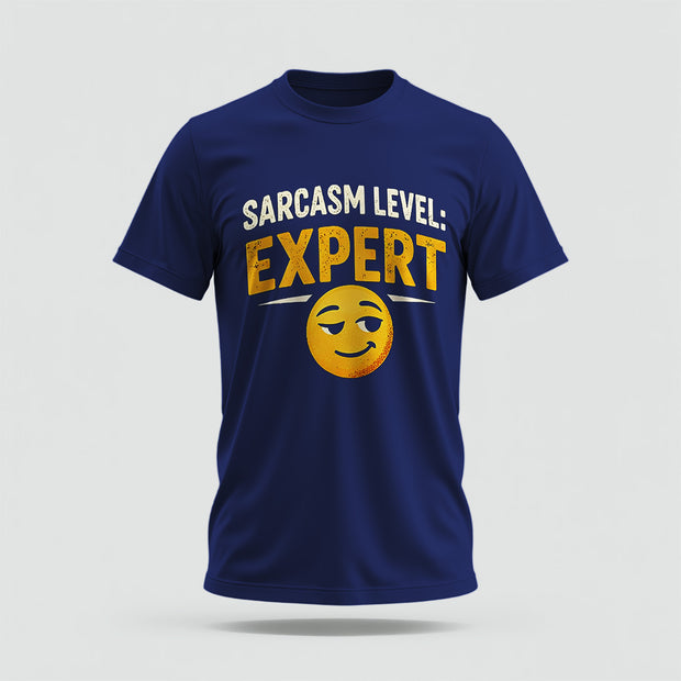 Sarcasm Level Expert Crew Collar Tshirt – High Quality 100% Cotton Unisex Plain Blank Everyday Wear Tshirt