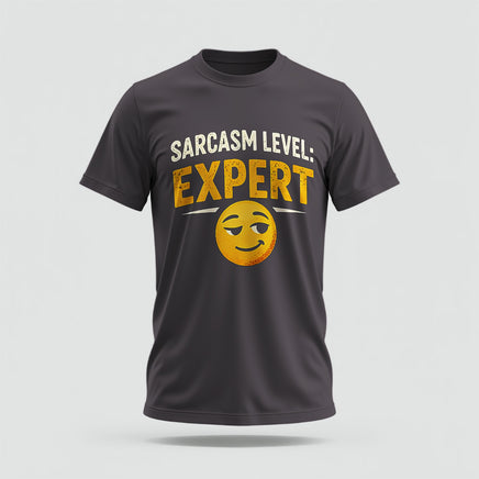Sarcasm Level Expert Crew Collar Tshirt – High Quality 100% Cotton Unisex Plain Blank Everyday Wear Tshirt
