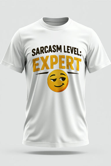 Sarcasm Level Expert Crew Collar Tshirt – High Quality 100% Cotton Unisex Plain Blank Everyday Wear Tshirt